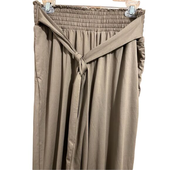 Tarse Slip On Tan Activewear Leisure Tie Pants Women’s Size M Designer Johnny NW - Picture 3 of 12